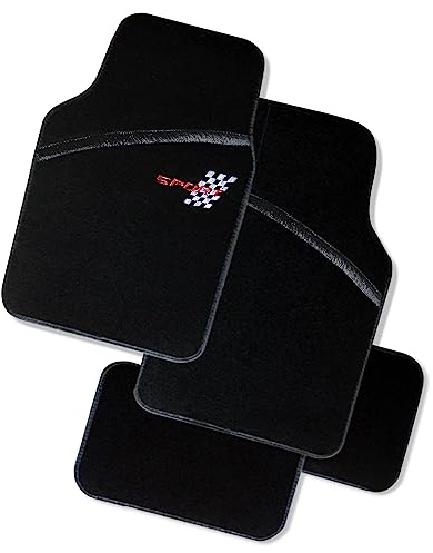 TIENDA EURASIA - Alfombrillas para Coche, 4 Piezas, 2 Delanteras de 40x61cm + 2 Traseras de 25x38cm, Alfombras de Moqueta, Antideslizantes (Negro)