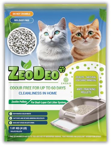 ZeoDeo-Natural Zeolite Cat Litter Pellets for dual-layer cat litter systems 4 Lb or 1.81 kg