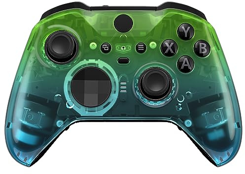 eXtremeRate Cover Frontale per Xbox Elite Series 2 Controller Model 1797,Custodia Scocca Ricambio per Xbox Elite Series 2 Core Joystick con 2 Anelli,Senza Controller-Sfumato Verde Blu