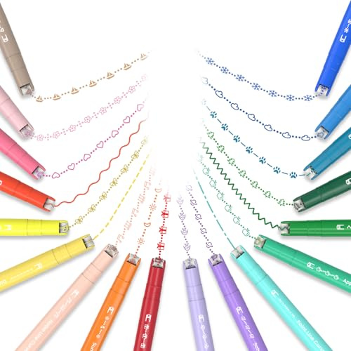 AECHY 18 bolígrafos curvos de colores para tomar notas,bolígrafos de doble punta con 18 formas curvas diferentes y líneas finas de 18 colores, juego de bolígrafos resaltadores curvos para niños