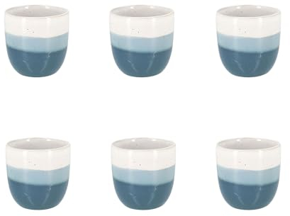 NOVASTYL - Lot 6 tasses expresso riga bleu 11cl en grès - 2414147