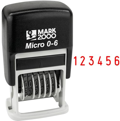 Mark 2000-S126-6 Digits Self-Inking Number Stamp - Red Color
