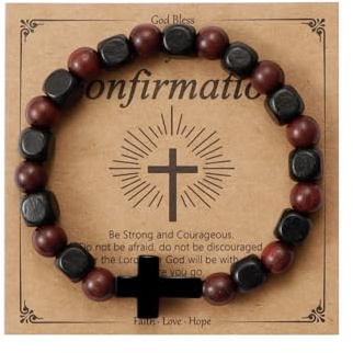MILAKOO Unisexe Croix Cadeau de Bois de Santal Bracelets TibéTains Mala Bouddhiste Perles