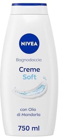 NIVEA Bagnodoccia Creme Soft 750 ml, Bagnoschiuma in crema detergente e idratante, Crema docciaschiuma arricchita con Olio di Mandorla, Vitamine C, E e Oli Nutrienti dal profumo delicato