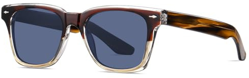 moomoobird Lunettes de soleil carrées polarisées pour homme et femme UV400 Conduite rétro classique TR90, marron, jaune, bleu, Large