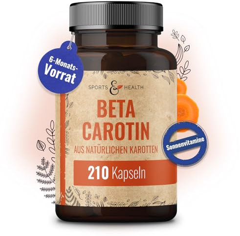 Beta Carotin Kapseln Aus Natürlichen Karotten – 210 Beta Carotin Bräunungskapseln – 7mg BetaCarotin pro Kapsel – Vorratspaket Karotin Kapseln – hochdosierte Bräune von innen