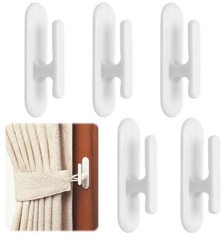 FL HUA 5 Pcs Blind Hooks for Cord, Blind Cord Winder Self Adhesive, Plastic Blind Cord Holder Wall Blind Cord Safety Device for Home Office School