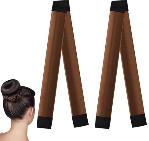 2Pcs Hair Bun Maker, Donut Bun Makers Magic Hair Style French Twist Fold Wrap Snap Band for Making DIY Hair, Accessories for Ballet Dancer, Lightweight & Portable (Light Brown)