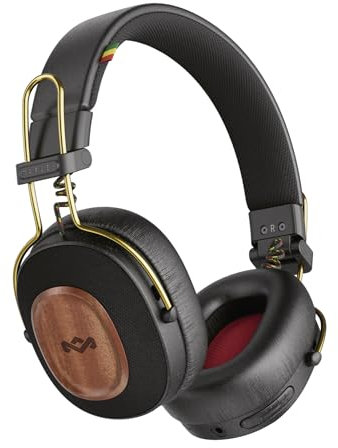 Marley Positive Vibration Riddim Auriculares On-Ear Inalámbricos - Bluetooth, 50h de Reproducción, Auriculares Plegables con Micrófono, Carga Rápida USB-C, Materiales Sostenibles, Rasta