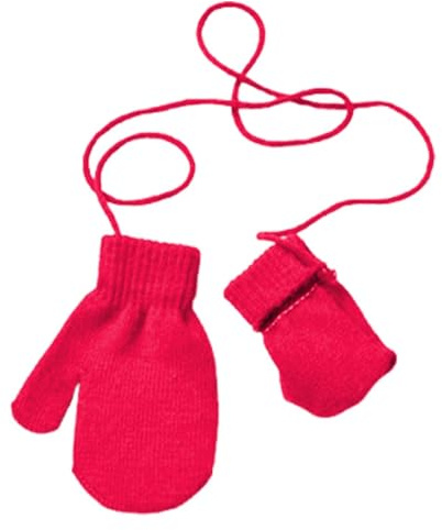 Stickade barnhandskar med snodd - babyhandskar med snodd, mjuk vinter | Barnhandskar med snöband, bekväma snöhandskar och hållbara bamhandskar