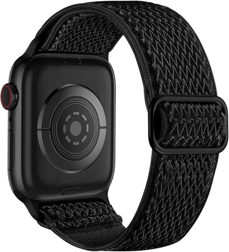 AXPTI För Apple Watch klockarmband 44mm 45mm 42mm 49mm 41mm 40mm 38mm För kvinnor Män, Stretchy Solo Loop Mjuk Nylon Solo Loop Sportband För IWatch SE Series 10 9 8 7 6 5 4 3 2 1(Black,38/40/41mm)