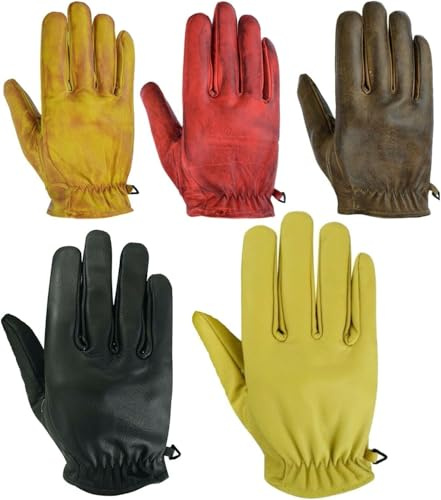 Generisch Motorrad Handschuhe Sommer aus Leder – Retro Vintage Lederhandschuhe für Herren & Damen,Sommer Motorradhandschuhe aus Lede (Black, M)