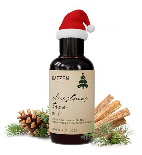 Kaizen Spray per Ambiente al Profumo di Albero di Natale – Essenza di Pino, Abete e Cedro – Profumatore Casa Lunga Durata – 100ml – Atmosfera da Bosco Incantato