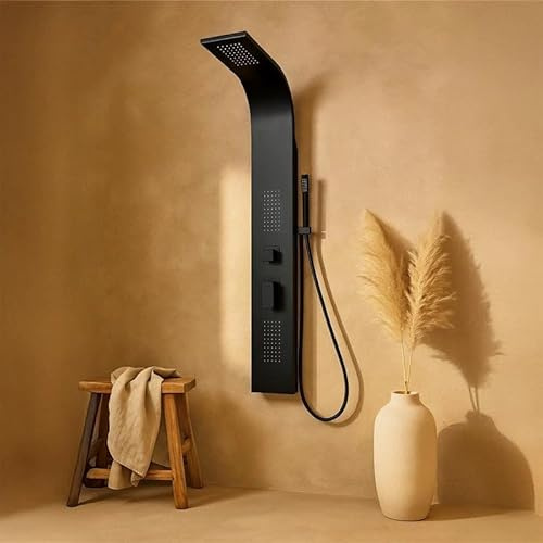Exagonshop Pannello doccia idromassaggio Ibiza in pvc tondo nero