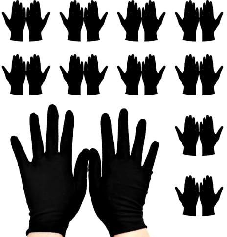 GEXINKEJI Guanti di Cotone Nero Guanti da Lavoro Guanti Morbidi E Idratanti Guantis di Puro Cotone Spesso Utilizzati per L Ispezione dei Gioielli La Cura delle Mani E Il Lavoro Sicuro