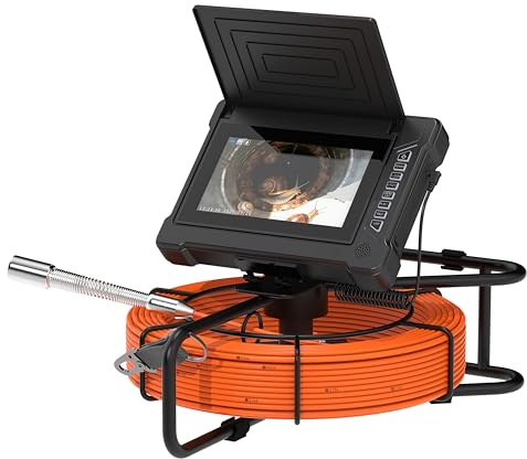 ESANHAO Telecamera ispezione tubi 20/30 metri con DVR Telecamera per Ispezione Tubi Fognature, 12 Luci Led Regolabili, Scheda da 32GB inclusa (30M)