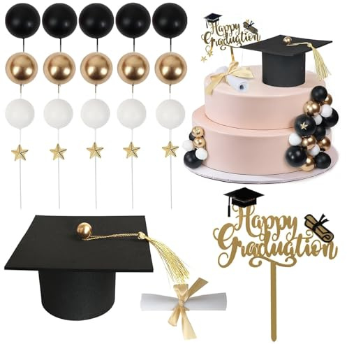 Rainway 23 adornos para tartas de graduación, decoración de graduación, decoración de graduación, sombrero de graduación, decoración para exámenes aprobados, decoración de fiesta de graduación