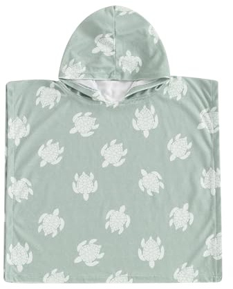 Kids Toddler Baby Boy Hooded Poncho Towels (Sea Turtle Green, 6-12 Months) | Sea Turtle Print, Soft Changing Robe Towels, Beach Cover Up, Baby Boy Gifts