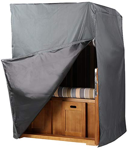 MR. DEKO Aero Protect - Funda protectora para sillón de playa, color gris oscuro, tamaño L, 128 x 85 x 170 cm (ancho x profundidad x alto), para sillones de playa de 2 plazas, transpirable y