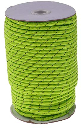 Inzopo 5 mm 50 m fluoreszierendes reflektierendes Abspannseil, Nylonschnur, Paracord für Outdoor, Camping, Wandern, Zelt, Grün, 5 mm x 50 m