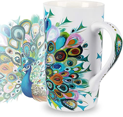 NymphFable 510ml Tasse a Cafe Paon Céramique Tasse à Thé Tasses à Café Expresso Grand Meilleur Cadeau