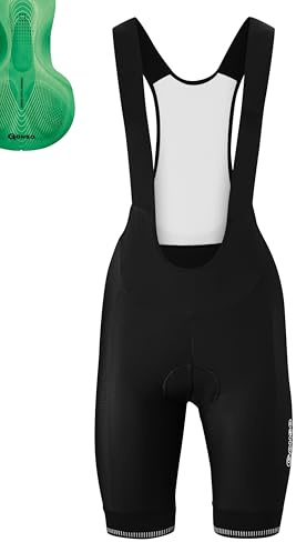 Gonso Sitivo W BIB, Kurze Damen Träger-Radhose, Mit Sitivo Green Comfort Sitzpolster, Hohe Bewegungselastizität und Antirutsch-Silikon-Beingummi, Enganliegende Passform, Schwarz/Grün, Gr. 50