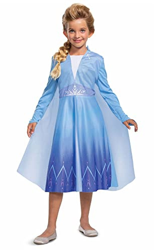 Disney La Reine des Neiges 2 - Déguisement Enfant Elsa - Taille XS (3-4 Ans) - Licence Officielle Disney - Robe Bleue avec Cape - Costume Frozen pour Halloween, Carnaval ou Fêtes à Thème
