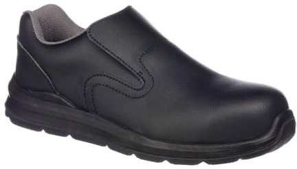 Portwest FD62 Slip On säkerhetstränare S2 SRC med avtorkningsbar vattentålig mikrofiberöverdel, metallfritt tåskydd och vadderad häl för mat och farmaceutiska miljöer