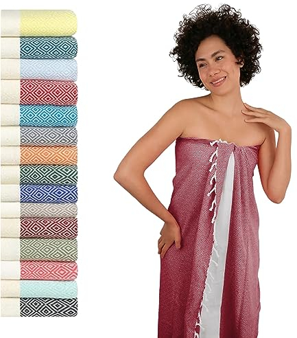 Flora Furora Saunahandtuch Saunatuch Damen + Herren, Hamamtuch groß 100x200 XXL: lang, platzsparend, leicht | Sauna Handtuch, Wellness Spa Tuch (Burgunder, 100 x 200 cm)