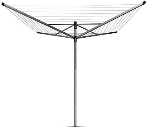 SASONS® 4 Arm Rotary Washing Line Drying Racks, Heavy Duty Metallic Folding Clothes Airer Metal Ground Spike and PVC Cover for Outdoor Garden Laundry Clothesline Horse Rail Airers [60 Meter]