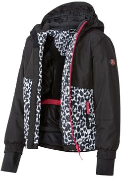 Crivit Mädchen Skijacke, Ski Jacke mit reflektierenden Details, Snow Schnee Leopard 122/128