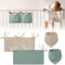 Forhandy 4 Stück Babybett Organizer und Lätzchen Baby, 2-in-1 Babybett Aufbewahrungstasche Verstellbarer Kinderzimmer Hängender Super Saugfähig Halstuch Musselin Dreieckstuch Baby für Junge Mädchen