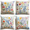 4er Set Kissenbezug 35x35cm , Baumwolle Leinen Dekokissen Kissenbezüge Sofakissen Dekorativ Kissenhülle Zierkissenbezüge für Sofa Schlafzimmer Wohnzimmer Couch Zuhause Dekor Farbenfrohe Blumen,14x14in