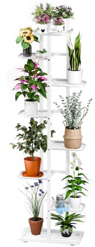 qorkhogr Plant Stand Indoor, Tiered Plant Stand For Indoor Plants, Corner Flower Stand For Living Room, Multi-Layer Metal Frame Plant Shelf, Indoor Garden(3/4/5/6/7/8 Tiers) White 8 Layers