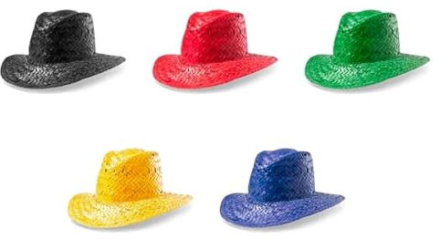 DISOK Lote 25 Sombreros de Paja Colour. Complementos para bodas y fiestas. Bodas, eventos. (Azul)