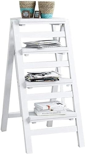 RRraw Stuhl Trittleiter Hocker 4-Stufen Bambus faltbar Mehrzweckhocker Stufe Teleskopleiter Tritthocker Leiter Stuhl Regal für Zuhause Bibliothek Küche Loft Schuh