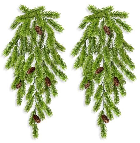 ROLLWAY 2 rami di abete artificiali, rami di pino finto con pigne