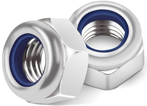 TA-VIGOR 30Pcs M4 Nylon Hex Lock Nuts, 304 Stainless Steel Nylon Insert Self-locking Nuts, Hexagon Threaded Nyloc Nut for Lock Washers Bolts Screws