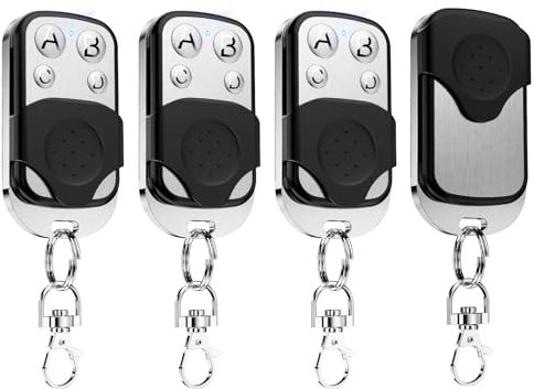 4Pcs Mando Garaje Universal 433.92Mhz Mando a Distancia Duplicador con 4 Botones Clonador Puerta Garaje Codigo Fijo Control Remoto Inalámbrico Automático Garage Gate Openers Batería Incluida