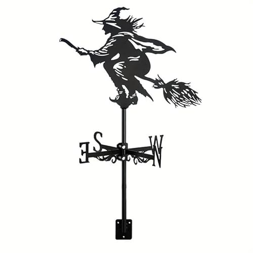 RuiJOTWAT Veleta de Metal Witch, Veleta Hueca de Acero Inoxidable con Soporte para Techo para decoración de jardín, Patio, Granja, Exterior