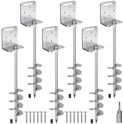 6 Pack 24 Ground Anchors Screw in Mobile Home Anchors for Trampoline