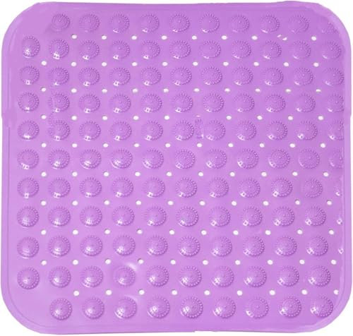 Tappetino da doccia, antiscivolo, 48 x 48 cm, tappetino antiscivolo con ventose, tappetino da doccia antiscivolo, per saune, docce, lavabile in lavatrice, quadrato, viola