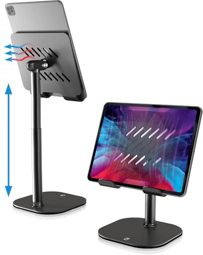 COOPER TabHolder, Supporto Tablet Regolabile in Altezza 7-10, Stand iPad da Scrivania Premium, Supporto Portatile per Monitor 15,6-17 con Inclinazione 270°, per iPad, Kindle, Samsung - Nero Notte