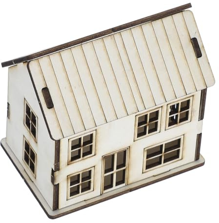 Hemobllo Kit de Maison Miniature en Bois Beige, Puzzle 3d sans Bavures, Décor Réaliste pour Modèles de Bac à Sable et Village de Noël