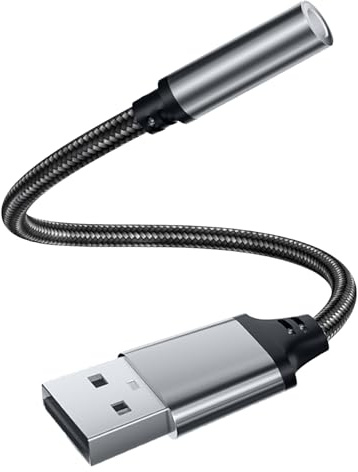 1 Pcs USB to 3.5mm Jack Audio Adapter, External Sound Card USB-A to Audio Jack Adapter, TRRS Aux Headset Built-in DAC Chip Stereo Converter Compatible with PC, Laptop, Tablet, Headphone, PS4