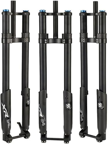 Horquilla de suspensión invertida para bicicleta de montaña DH de 26, 27,5 y 29 pulgadas, con recorrido de 160 mm, rebote ajustable, doble hombro, horquilla delantera recta, bloqueo manual, refuerzo