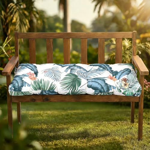 GOZYLA Bench Cushion Outdoor Garden Waterproof for Furniture Storage Box | 130X50X10cm, Thick Rectangle Replacement Sitter Pad, Tie-On Straps, 2-3 Seater, Indoor, Patio, Porch, Window, Kitchen, Dining