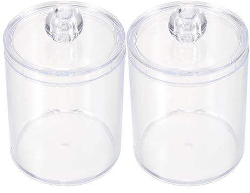 NUOBESTY Contenedor de Acrílico 2 Piezas para Bastoncillos y Discos de Algodón Tapa, Organizador Práctico para Maquillaje y Cuidado Personal en Baño