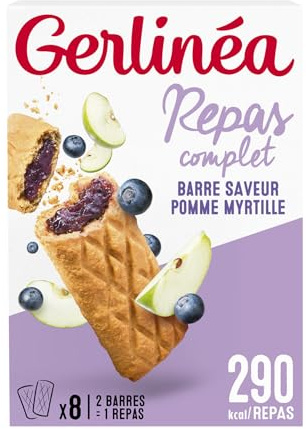 Gerlinéa - Barre Fourrée - Substitut de Repas Complet et Rapide - Saveurs : Pomme Myrtille - 199289
