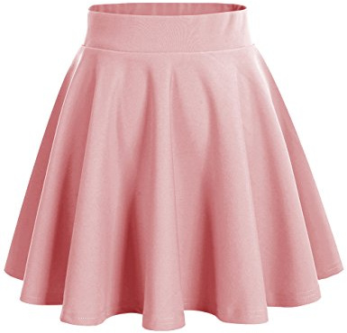 Dresstells - Falda corta acampanada, minifalda de patinadora versátil elástica, color liso Blush S